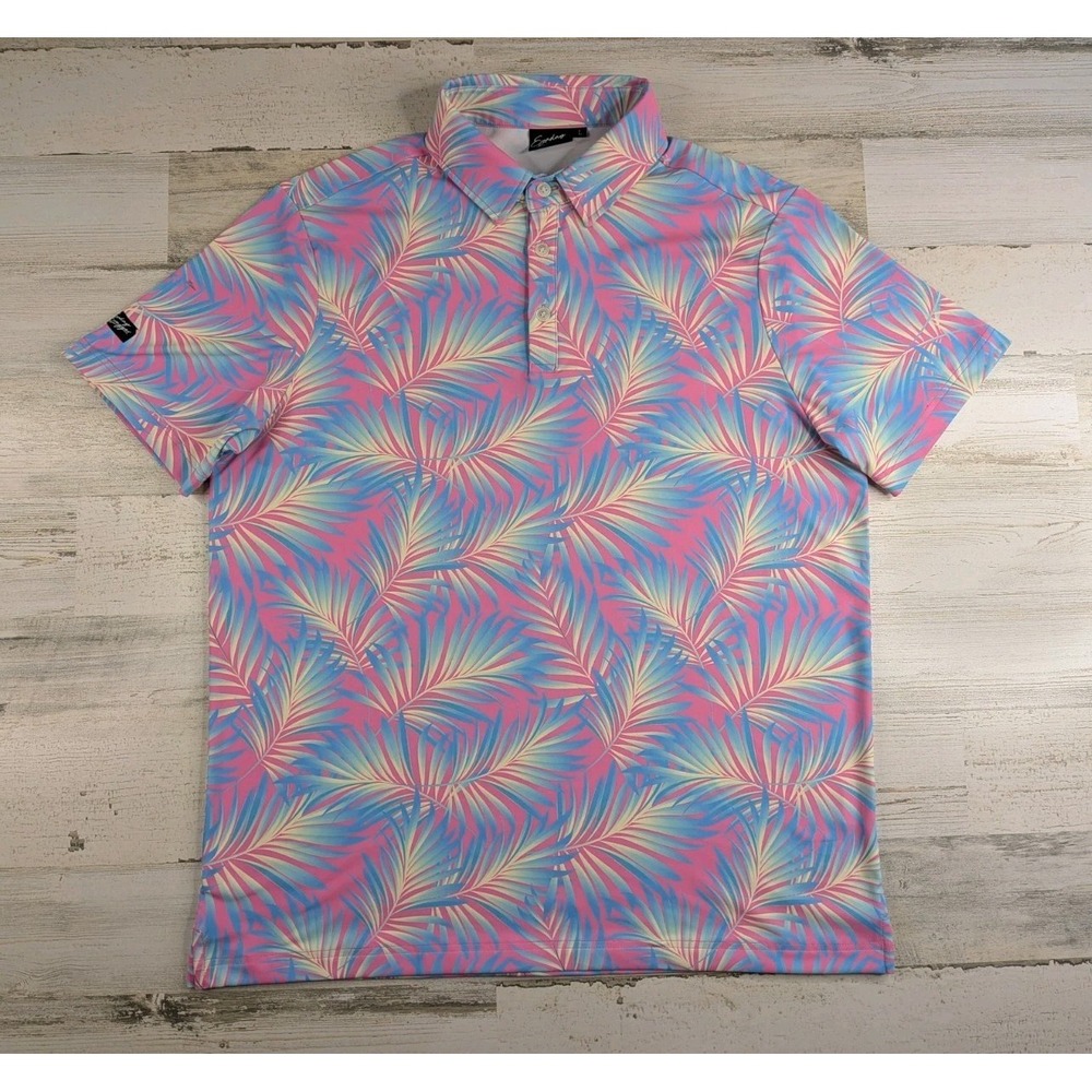 Sunday Swagger Polo Shirt Mens Large Performance Stretch Palm Floral
